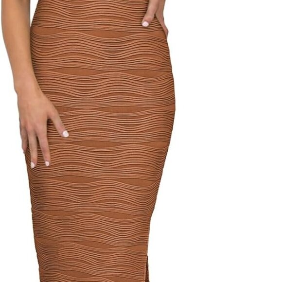 Dresses & Skirts - Sleeveless Bodycon Dress Polyblend Ruched Cutout Side Slit for Summer